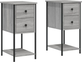 vidaXL Noptiere, 2 buc., gri sonoma, 32x42x70 cm, lemn compozit