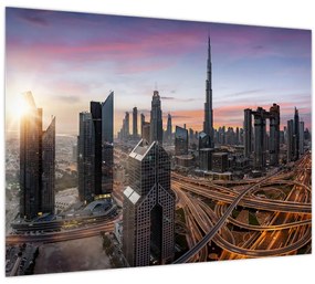 Tablou pe sticlă - Panorama din Dubai (70x50 cm)