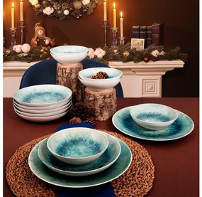 Set de veselă din porțelan, 18 piese, albastru