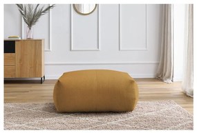 Taburet galben cu tapițerie din catifea reiată Voltaire – Bobochic Paris