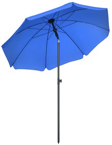 Outsunny Umbrelă de Soare pentru Plajă cu Tetieră care se Înclină la 45° și Design în 2 Secțiuni, Ø180x209 cm, Albastru | Aosom Romania