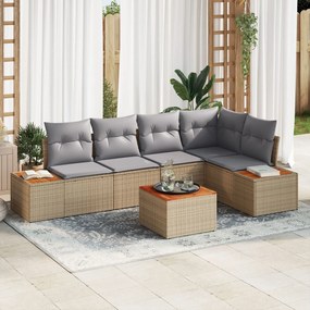 vidaXL Set de 6 piese Canapele Grădină cu Perne Bej Ratan Poli Acacia