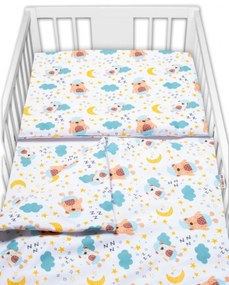 Baby Nellys 2-dílné lenjerie de pat din bumbac Visele de ursuleți de pluș - maro, alb 135x100