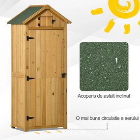 Outsunny Magazie de Gradina din Lemn, Casuta pentru Scule, sopron Impermeabil cu 3 Rafturi Detasabile,Galben | AOSOM RO