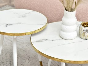 Set de 2 măsuțe de cafea Zoya Zest S (marmură albă + auriu). 1111891