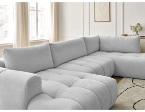 Colțar gri deschis extensibil/cu spațiu de depozitare (cu colț pe partea dreaptă/în formă de "U") Fuji – Bobochic Paris