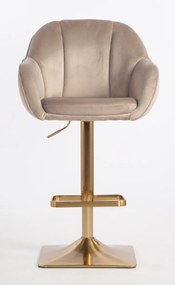 HR2055KW Scaun Latte din Catifea cu Bază Aurie