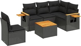 vidaXL Set mobilier de grădină cu perne, 6 piese, negru, poliratan
