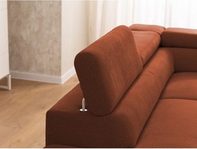 Colțar teracotă cu tapițerie din chenille (cu colț pe partea stângă/în formă de ”L”) Marbeya – Ropez