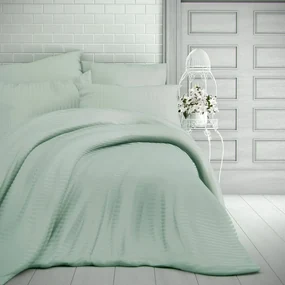 Lenjerie de pat din satin Kvalitex Stripe măsliniu, 220 x 200 cm, 2 buc. 70 x 90 cm