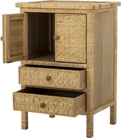 Comodă natur din lemn masiv și rattan, cu 2 sertare și ușă, „Lorris", 45 x 36 x 67 cm