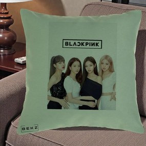 Perna Personalizata K-pop BLACKPINK Foto Grup-Negru, 40x40 cm, Verde, Husa Detasabila, Perna Inclusa, BEKZ®