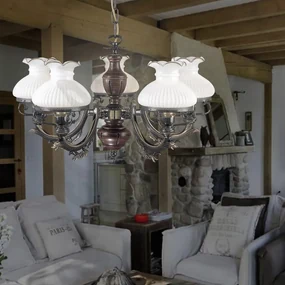 Candelabru cu 5 brate design italian din alama cu lemn 2810
