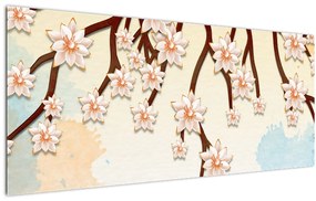 Tablou - Flori colorate pe ramuri (120x50 cm)