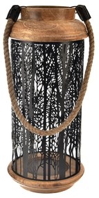 Suport pentru lumânări InDecor din lemn de mangoBlack, 18 x 18 x 40 cm, L