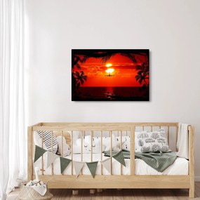 Tablou - apus de soare cu avion (90x60 cm)
