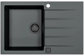 ALVEUS SETA23231 - Chiuvetă de bucătărie CADIT+baterie de chiuvetă MINTAS 34cm granit/negru