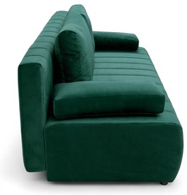 Canapea extensibilă cu ladă de depozitare Neli - verde închis catifea Kronos 19