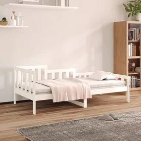 820722 vidaXL Pat de zi, alb, 80x200 cm, lemn masiv de pin