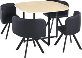 Set de mobilier dining 1+4, stejar/negru, BEVIS NEW
