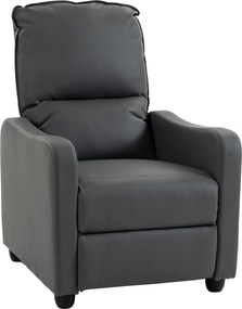 HOMCOM Fotoliu Relax Reclinabil Manual 155° cu Suport pentru Picioare, din Piele Ecologică PU, pentru Living și Dormitor, Gri Închis | Aosom Romania