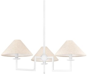Candelabru 3 brate LUX, Metal, Alb, Abajur In, GLADWYNE