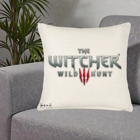 Perna Personalizata The Witcher 3 Wild Hunt, 40x40 cm, Crem Reliefat, Husa Detasabila, Perna Inclusa, BEKZ®