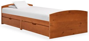 322156 vidaXL Cadru de pat cu 2 sertare, maro miere, 90x200 cm lemn masiv pin