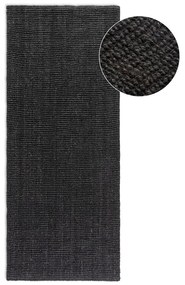 Covor tip traversă negru din iută 80x200 cm Bouclé – Hanse Home