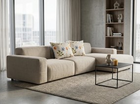 Fata de perna din microflanel GENTLE LEAVES 40x50 cm, crem