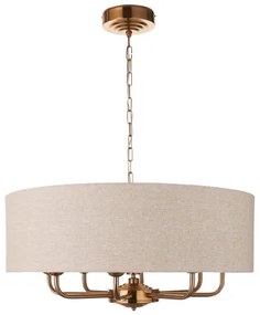 Endon 110727 - Candelabru cu lanț HIGHCLERE, 8xE14/40W/230V, bej/alamă, diam. 70 cm