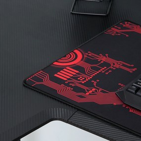 HOMCOM Birou pe Colt pentru Gaming si Birou cu Carlig pentru Casti si Suport pentru Pahare, Suport Gamepad si Mouse Pad, Negru