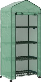 Outsunny Seră Portabilă, Seră pentru Flori și Plante pentru Exterior cu 4 Rafturi, Prelată PE, Verde | Aosom Romania
