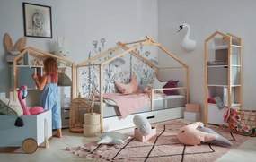 Pat copii Teepee alb/pin/gri 90x200 cm