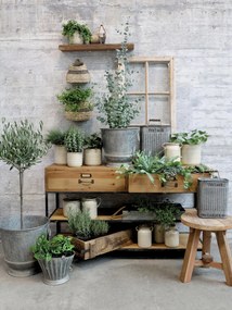 Consola din lemn, cu 2 rafturi si 2 sertare, aspect rustic