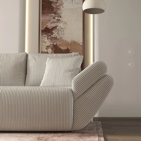 Canapea extensibilă dumonde cu ladă de depozitare si sezut confortabil din spuma high-density, Berlin Zoom Cream 300x100 cm