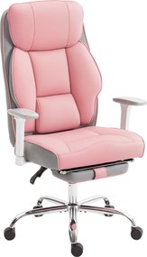 HOMCOM Scaun de birou ergonomic cu brațe reglabile, suport pentru picioare și tetieră, roz | Aosom Romania