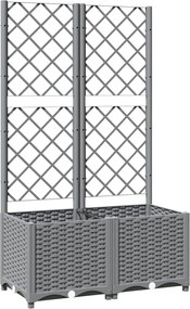 vidaXL Jardinieră de grădină cu spalier, gri deschis, 80x40x136 cm, PP