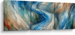 Tablou - Curent abstract (cu ceas) (90x30 cm)