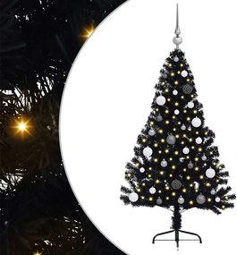 vidaXL Pom de Crăciun artificial pre-iluminat Negru 150 cm PVC