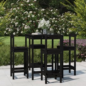 3154744 vidaXL Set mobilier bar de grădină, 5 piese, negru, lemn masiv de pin