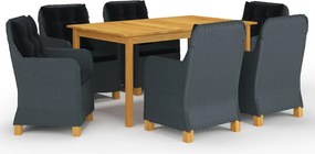 vidaXL Set mobilier de grădină, 7 piese, gri închis