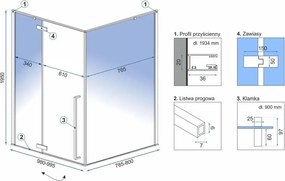 Cabina de dus Fargo cu cadita neagra 100x80 auriu
