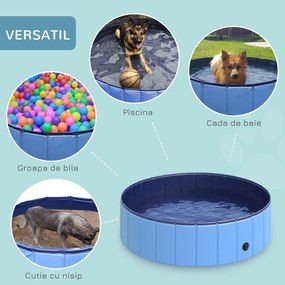 Piscina din Plastic Margine Stabila PawHut pentru caini, Albastra, 120x30cm | Aosom RO