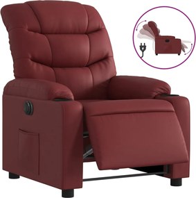 vidaXL Fotoliu rabatabil electric, roșu vin, piele ecologică