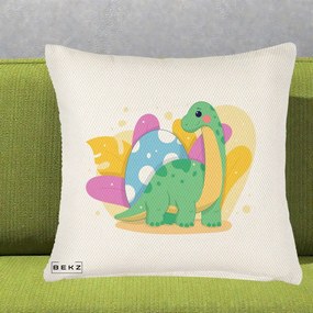 Perna Personalizata Dinozaur cu Ou Pastelat, 40x40 cm, Crem Reliefat, Husa Detasabila, Perna Inclusa, BEKZ®