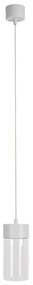 Pendul LED metal alb si sticla Fusion