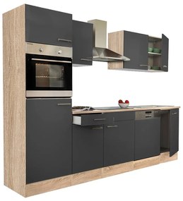 Mobilă de bucătărie Yorki 280 cu corp din stejar sonoma și față antracit satinat