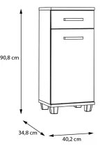 Dulap de baie VENOM, alb/stejar artisan