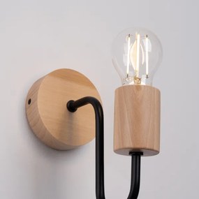 Lampă de perete Sollux SL.1668 TIMBO 1xE27/15W/230V negru/bej/fag